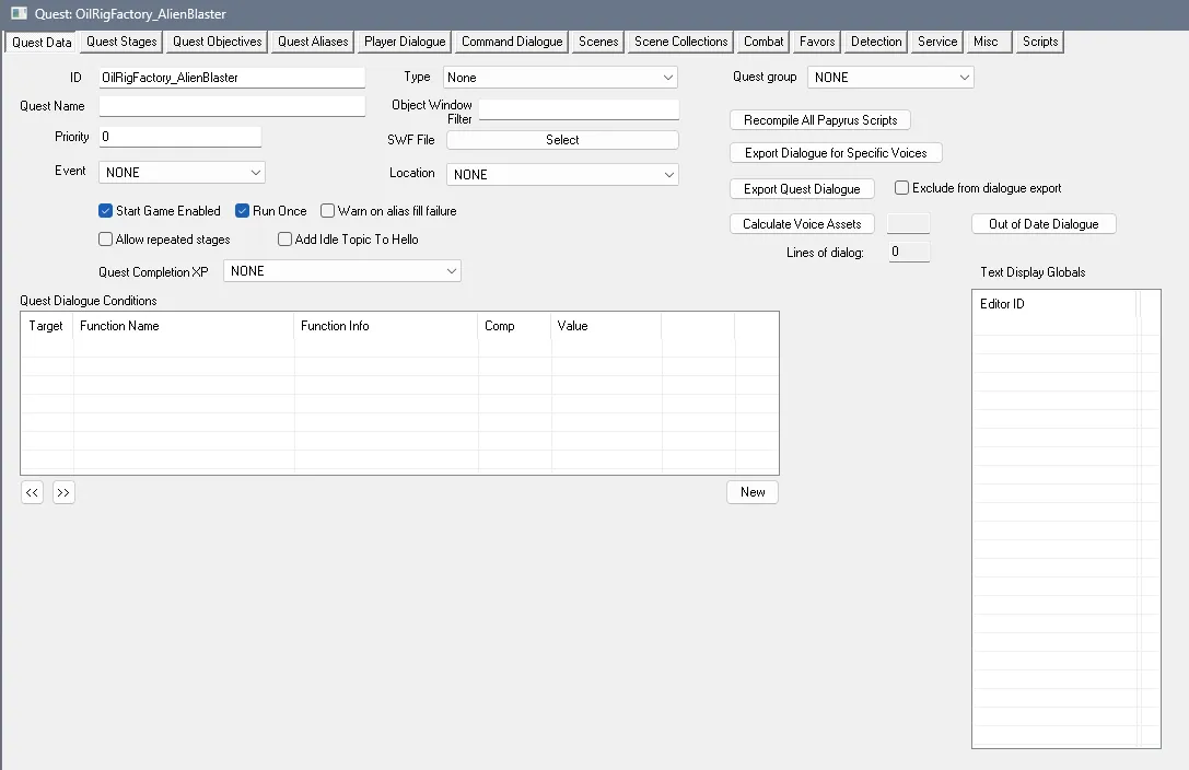 Configuring the quest.