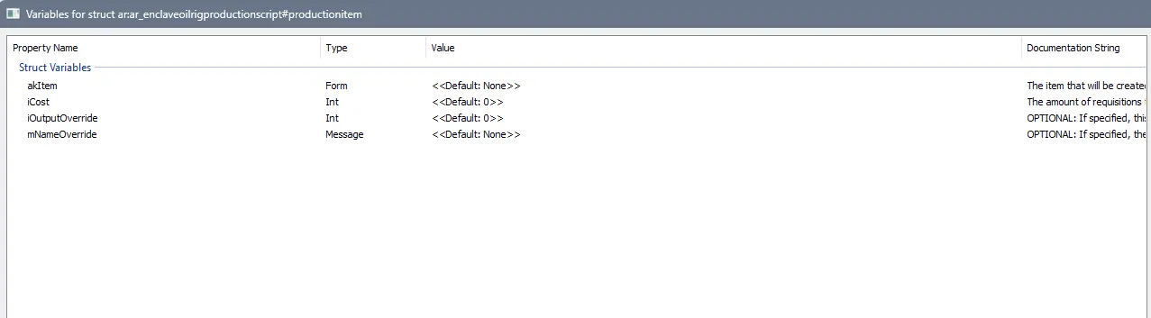 Setting up production item data.