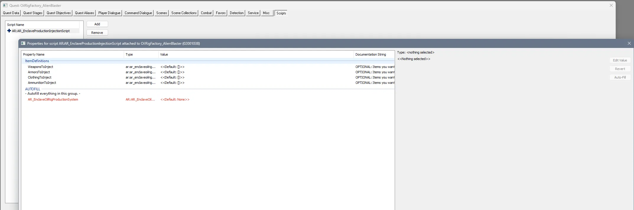 Setting up papyrus properties.