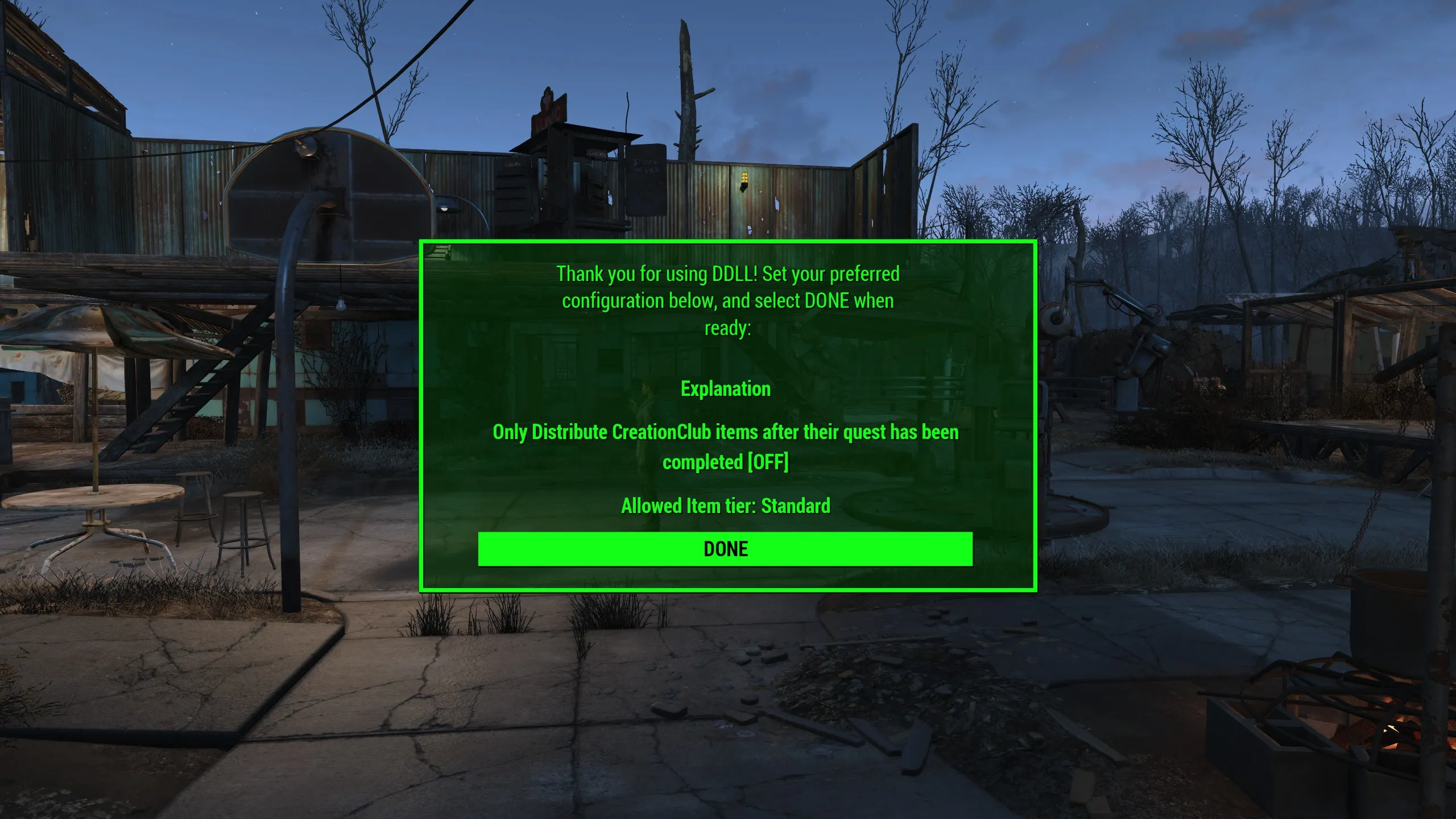 Distributed DLC Leveled Lists Configuration Menu.